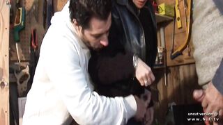 Horny french blonde slut hard analyzed and facials in 3some with Papy