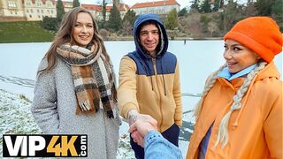 SWAP4K. A Sunday walk ended up as having a hot girl with in our bed, it was her first threesome