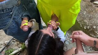 Three workers persuade a fragile inspector to fuck. Katty West service DisDiger, Falcon Al and Kit Belove