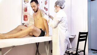 Patient Can't Hold It and Gets Hard in Front of Nurse During Exam