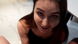 StepMom Gives Me a Secret Kitchen Blowjob After Staring at My Cock Under the Table